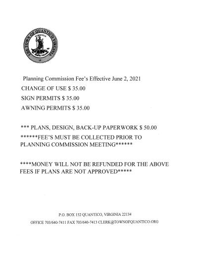 Planning Commission Fees - June 2 2021